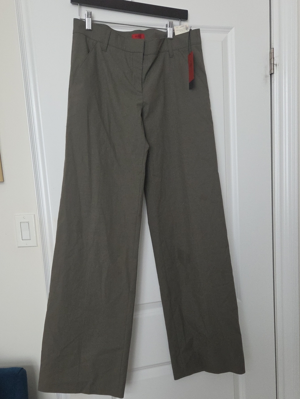 New With Tags- HUGO Olive Green Wide-Leg Trousers